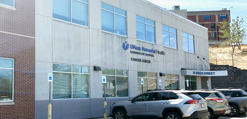 The entrance of The Cancer Center at Harrington.