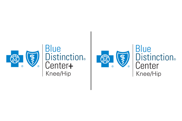 A icon which reads "blue distinction center plus knee hip"