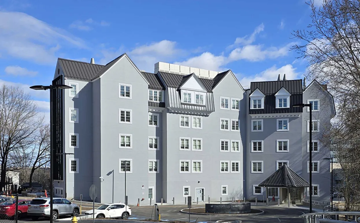 The front view of the North Pavilion.