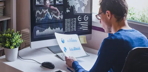 man working from home office