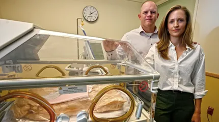 Megan and Bryan McDavitt of Holden in the neonatal intensive care unit at UMass Memorial Medical Center
