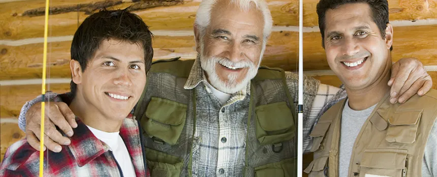 dad goes fishing with 2 sons