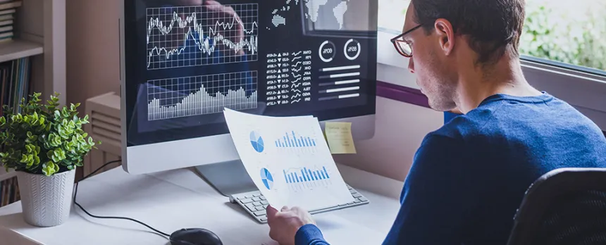 man working from home office