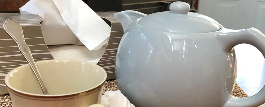 tissues with tea pot
